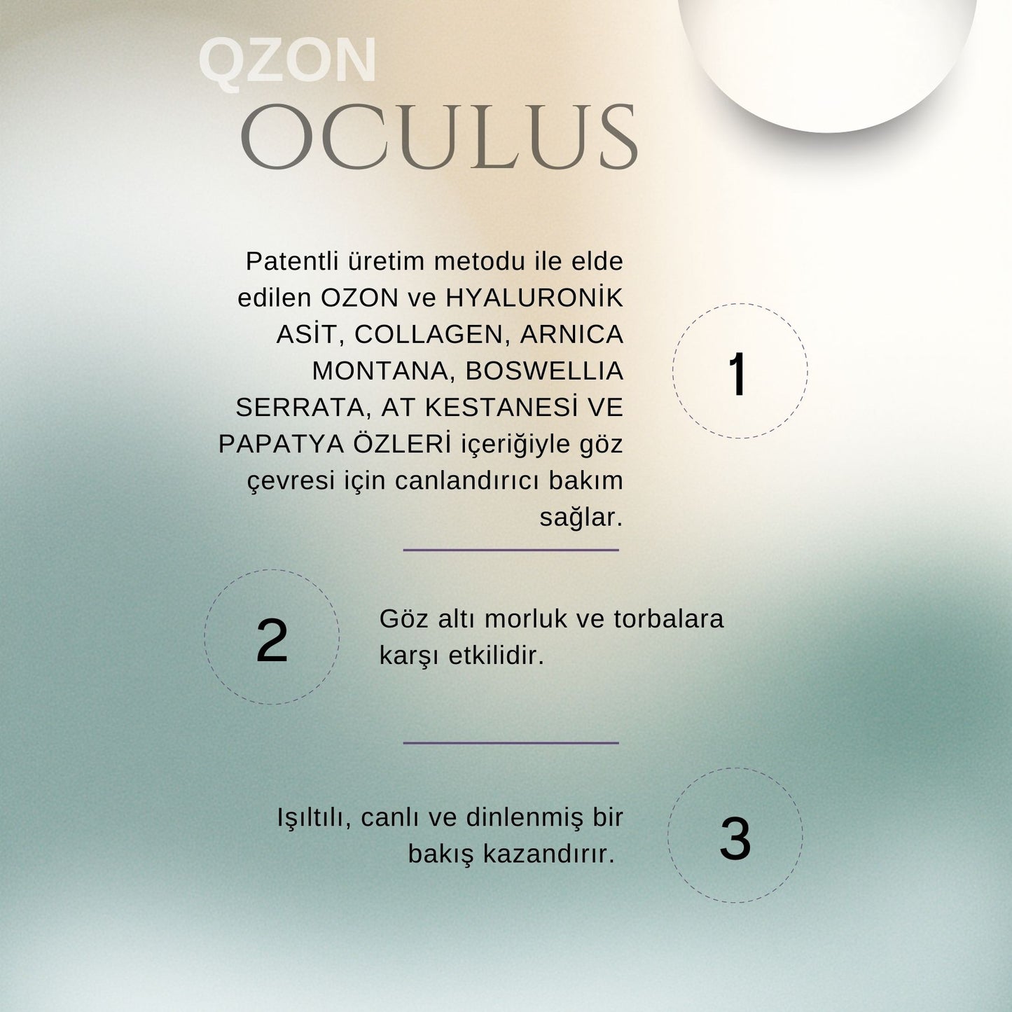 QZON Oculus – Sıkılaştırıcı Gözaltı Kremi & Göz Altı Torbası, Kırışıklık Karşıtı 30 ml