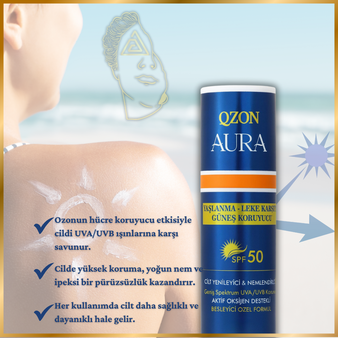 QZON Aura SPF 50 – Yaşlanma ve Leke Karşıtı Güneş Koruyucu 50ML