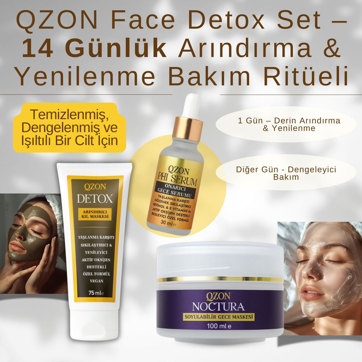 QZON Yüz Detoks Set – 14 Günlük Arındırma & Yenilenme Bakım Ritüeli