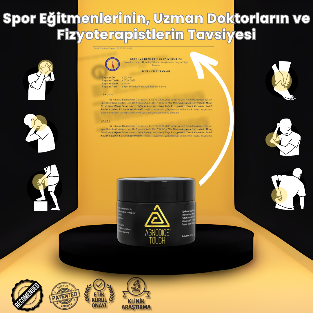 Agnodice Touch Fizyoterapi ve Rehabilitasyon Merkezleri İçin Klinik Uygulamalara Uygun Bitkisel Topikal Destek Kremi – 100 ml